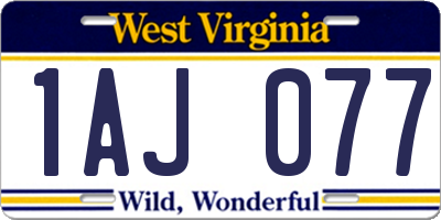 WV license plate 1AJ077