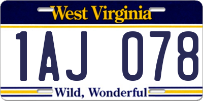 WV license plate 1AJ078