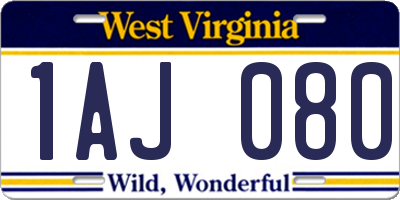 WV license plate 1AJ080