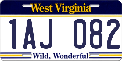 WV license plate 1AJ082