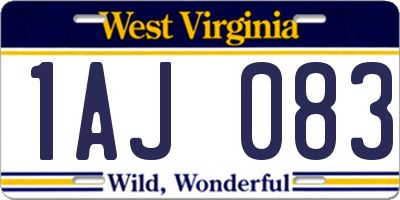 WV license plate 1AJ083