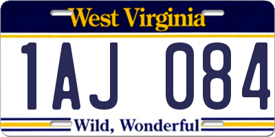 WV license plate 1AJ084