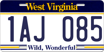 WV license plate 1AJ085