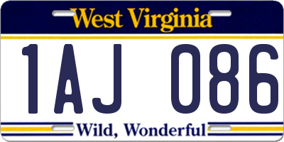 WV license plate 1AJ086