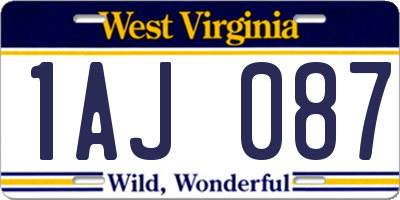 WV license plate 1AJ087