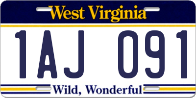 WV license plate 1AJ091