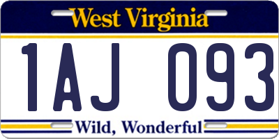 WV license plate 1AJ093