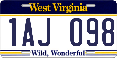 WV license plate 1AJ098