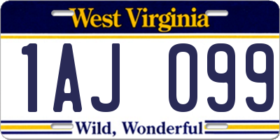 WV license plate 1AJ099