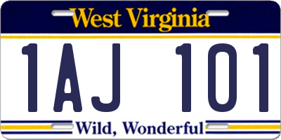 WV license plate 1AJ101