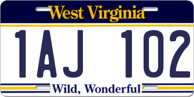 WV license plate 1AJ102