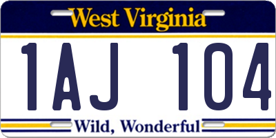 WV license plate 1AJ104