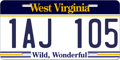 WV license plate 1AJ105