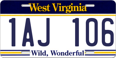 WV license plate 1AJ106