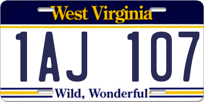 WV license plate 1AJ107