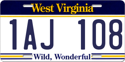 WV license plate 1AJ108