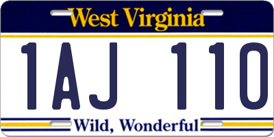 WV license plate 1AJ110