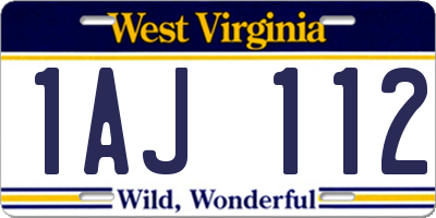 WV license plate 1AJ112