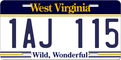 WV license plate 1AJ115