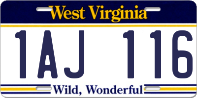 WV license plate 1AJ116