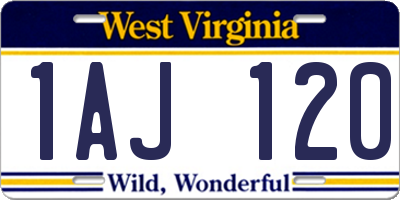 WV license plate 1AJ120