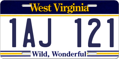 WV license plate 1AJ121