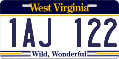 WV license plate 1AJ122