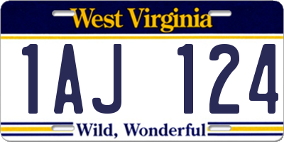 WV license plate 1AJ124