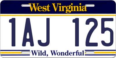 WV license plate 1AJ125