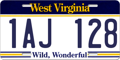 WV license plate 1AJ128