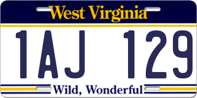 WV license plate 1AJ129