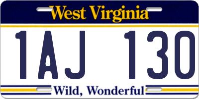 WV license plate 1AJ130