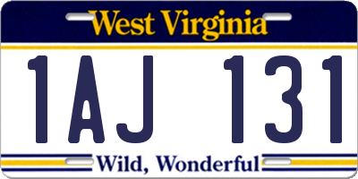 WV license plate 1AJ131