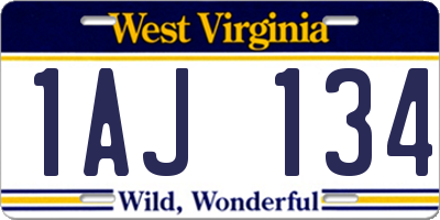 WV license plate 1AJ134