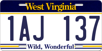 WV license plate 1AJ137