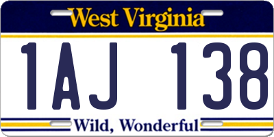 WV license plate 1AJ138