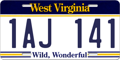 WV license plate 1AJ141