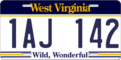 WV license plate 1AJ142