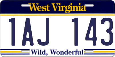 WV license plate 1AJ143