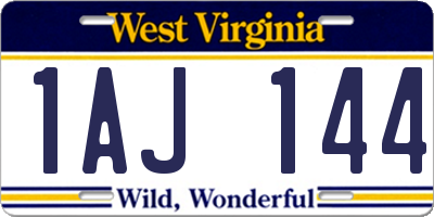 WV license plate 1AJ144