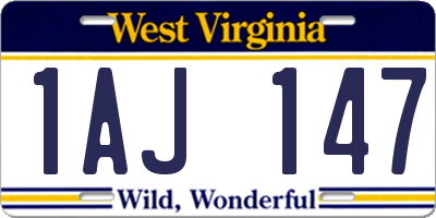 WV license plate 1AJ147