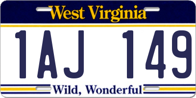 WV license plate 1AJ149