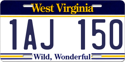 WV license plate 1AJ150