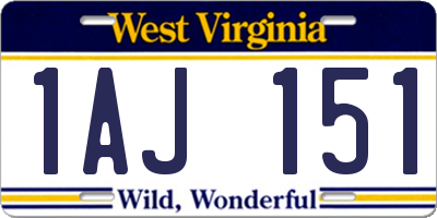 WV license plate 1AJ151