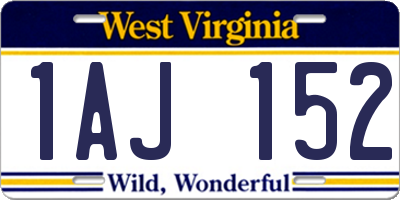 WV license plate 1AJ152