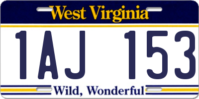 WV license plate 1AJ153