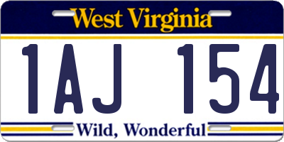 WV license plate 1AJ154