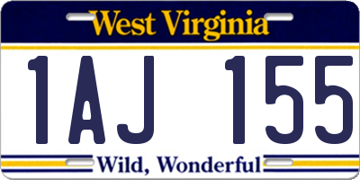 WV license plate 1AJ155