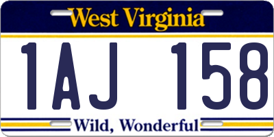 WV license plate 1AJ158