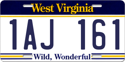 WV license plate 1AJ161